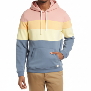 Custom Men's XL Oversized Hooded Fleece Hoodie 100% Algodón Mezclado Multi-Color Block Winter Season Streetwear Basics - Product Image 1