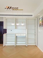 Buffet de cuisine en bois massif avec 4 portes et 3 tiroirs Rangement réglable Unité de café-bar Blanc