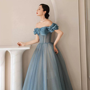 Off The Shoulder Evening Gown Empire Waist Ball Gown Chiffon Ruffles For Formal Events - Product Image 3