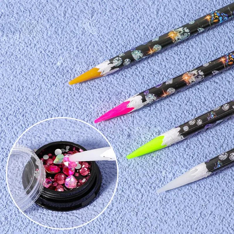 Colorful Rhinestones Gems Picking Crystal Picker Nail Art Decoration Dotting Tool Nail Wax Pencil Pen