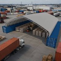 Dôme de conteneur robuste 60x40 pieds à double treillis, structure de type hangar pour abri de toit de conteneur de stockage industriel et chapiteau en tissu