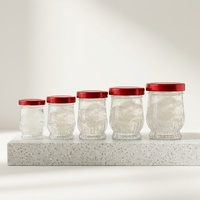 Bocal de conservation en verre Lotus de qualité supérieure avec bouchon à vis en métal rouge pour desserts frais, nid d'oiseau, ventre de poisson, miel et pouding
