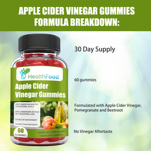 Hot Selling Apple Cider Vinegar Gummies 500MG ACV Maintain Cholesterol Level Antioxidants 30 Day Supply Pomegranate Beetroot - Product Image 4