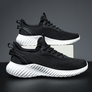 Chaussures de sport pour hommes grande taille, semelle MD, tige en maille respirante, design à lacets souple pour la course et la marche printemps-été - Product Image 4