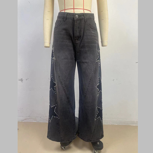 <span class=keywords><strong>Jeans</strong></span> da <span class=keywords><strong>Donna</strong></span> Channel Fashion con Patchwork a Stella, Gamba Dritta, Vita Media, Decorati con Perle, Stile <span class=keywords><strong>Boyfriend</strong></span> Effetto Vissuto, Tendenza 2026 - Product Image 4