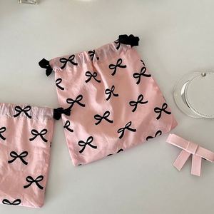 Custom Logo Personalized Cute Pattern Soft Fabric Calico Canvas <b>Drawstring</b> Bag Cotton Jewelry Gift <b>Pouch</b> With Double String - Product Image 3