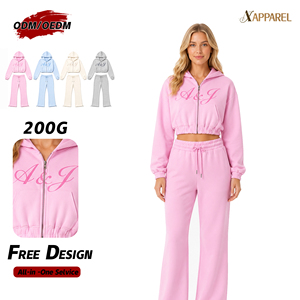 Conjunto de Sudadera con Capucha y Pantalones Deportivos de 200G con Cierre, Marca Privada, Fabricante OEM ODM, Logotipo Personalizado A&J, Venta al Por Mayor, Certificación OEKO-TEX y GRS - Product Image 1