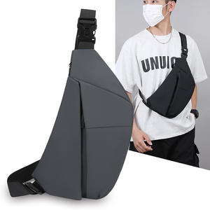 Bolso de Pecho Simple para Hombre, Gran Capacidad, Revestimiento de PU, Resistente al Desgaste, para Uso Diario, Color Gris Negro Sólido, Verano 2025 - Product Image 3