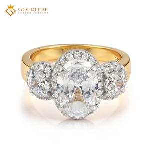 Bague de Fiançailles Ovale Ronde Personnalisée en Argent 925 Plaqué Or avec Moissanite pour Femme – Offre Spéciale - Product Image 1