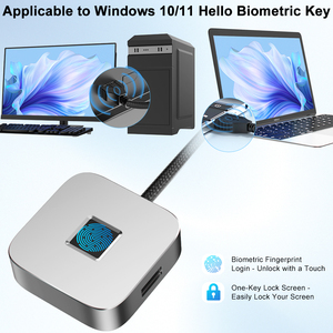 Concentrador de escritorio USB 3,0 con lector de huellas dactilares de identificación táctil, inicio de sesión rápido seguro para <span class=keywords><strong>PC</strong></span>/Mac, dispositivos USB multipuerto para uso en la Oficina y el hogar - Product Image 4