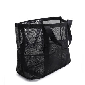 おしゃれ ポータブル ポリエステル メッシュ ビーチバッグ レディース 大容量 防水 防砂 折りたたみ トート ミニポケット付き プール用 - Product Image 4