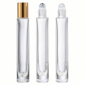 Botella de Vidrio Transparente de 10 ml para Perfume, Cilíndrica, Delgada, con Fondo Grueso y Cuadrado, con Serigrafía para Aceites Esenciales - Product Image 1