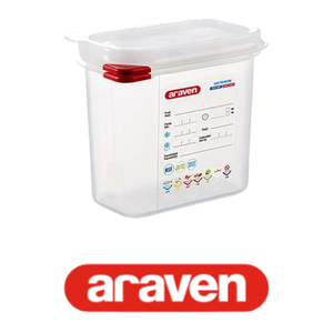 Polypropylene GN 1/9 Food Pan 17.6 × 10.8 × 15 h cm, with Lid, -40/+95 °C Araven - Product Image 4