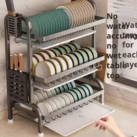Organisateur de Plan de Travail de Cuisine Multifonctionnel en Acier au Carbone, Étagère de Rangement Double Couche pour Vaisselle, Boîte à Baguettes