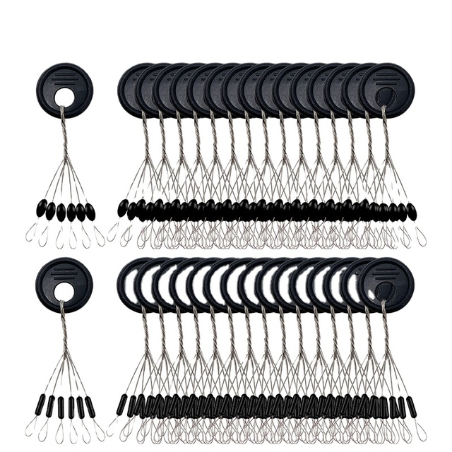 6 in 1 Fishing Float Plug Settling Lure Space Bean Connector Fishing Line Tackle Accessories Black Rubber Fishing Float Stopper