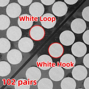 Alta calidad al por mayor gancho adhesivo y bucle punto blanco transparente personalizado Velcroes puntos monedas redondez sujetador