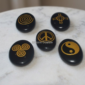 Online Black Agate Reiki <b>Pagan</b> Set with Carved Engraved Love Design-Gemstone <b>Art</b> Collectible - Product Image 2