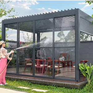 Gazebo Moderno Retrattile <span class=keywords><strong>da</strong></span> Esterno, Tenda <span class=keywords><strong>da</strong></span> Giardino, Pergola in Alluminio, Padiglione Impermeabile Parasole per Prato, Terrazza, Villa, Parco - Product Image 3