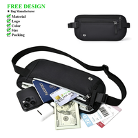 Nouvelle pochette de passeport en nylon, étanche, anti-RFID, invisible, ajustée, sac banane antivol, design simple, pour le rangement de l'argent de voyage