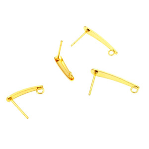 Postes de aretes ovalados alargados de acero inoxidable con lazo para la fabricación de joyas, accesorios en tono dorado y plateado - Product Image 3