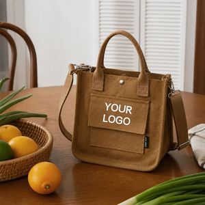 Custom Logo Canvas Bag Women Multi Pocket Tote Simple Crossbody Student <b>Handbag</b> for Campus Life - Product Image 4