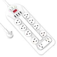 Multiprise parasurtenseur 15A 125V avec 6/8 prises RJ45 Ethernet LAN, protection TV et ports USB, prise plate USA