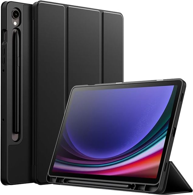 For Samsung Galaxy Tab S9 11 Inch with S Pen Holder Flexible TPU Back Cover Tab A9 Plus S9 FE 1 Magnetic Stand Tablet Case