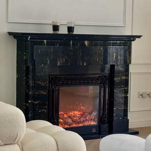 <span class=keywords><strong>Chimenea</strong></span> rústica travertino beige de <span class=keywords><strong>piedra</strong></span> natural Chimeneas de lujo envejecidas Diseño moderno con cristales expuestos - Product Image 6