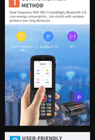 Escáner industrial con código de barras 1D/2D a prueba de agua Bluetooth/WiFi/lector RFID PDA Android portátil para restaurantes y centros comerciales