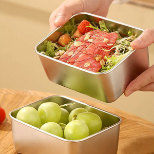 Stainless Steel Food Storage <b>Container</b> Rectangle Airtight Lid Travel Lunch Box Fruit Bento Box Office Use - Product Image 3