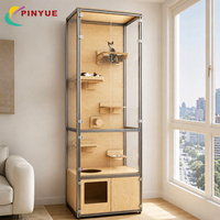 Meuble pour chat DIY en aluminium avec panneau perforé, villa en bois multi-niveaux, cage pour chat avec capsule spatiale et griffoir en sisal pour intérieur