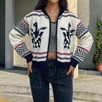 Nouveau pull court pour femme, style rétro chic, tricoté, pour l'automne et l'hiver