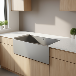 Évier de cuisine double bac 33 pouces 50/50, en acier inoxydable brossé, style ferme, installation sur plan de travail - Product Image 2