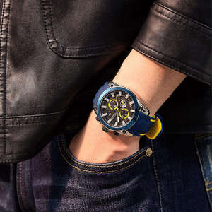 MEGIR 2144 Montre-bracelet de sport à quartz pour homme, étanche, chronographe, avec aiguilles, en silicone, style mode et affaires, en promotion - Product Image 4