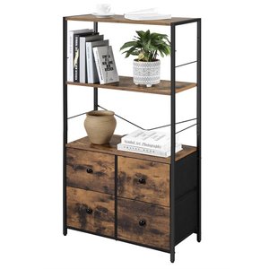 Modernes Luxus-Buchregal aus Holz mit Leiter Aluminium Schrank wandmontierter Organisator Bibliothek Regal Bücherregale mit Ablage Schublade - Product Image 2