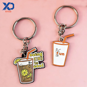 Porte-clés en émail personnalisé avec logo, motif thé au lait Boba Kawaii, de haute qualité, vente en gros, porte-clés en métal personnalisé pour boissons café et <span class=keywords><strong>bubble</strong></span> <span class=keywords><strong>tea</strong></span> - Product Image 1