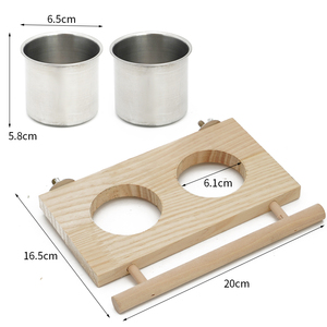 Mangeoire pour perroquets en acier inoxydable Abreuvoirs pour caille en bois Mangeoire pour pigeons avec noix Mangeoire pour oiseaux - Product Image 6