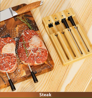Termometer daging BBQ ultratipis 4 pemeriksaan Bluetooth tanpa kabel, pengukur suhu pemantauan jarak jauh termometer memasak makanan logam