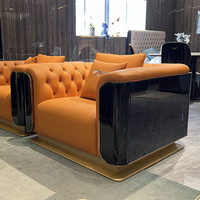 Italienisches U-förmiges Echtleder-Sofa mit Ölwachs-Behandlung, Einzelsitzer, Neues Modell mit Hochelastischem Schaumstoff, Modernes Minimalistisches Wohnzimmer-Sofa