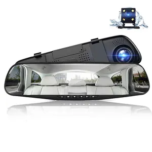 Câmera de carro dvr fhd 1080p, 4.3 polegadas, espelho retrovisor, gravador de vídeo, com câmera de visão traseira, filmadora, venda imperdível
