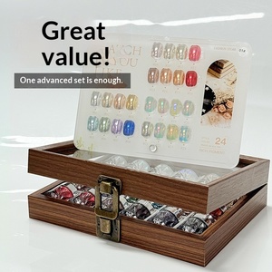 Nuevo Set de Regalo de 24 Colores de Purpurina para Uñas en Caja de Madera Redonda/Cuadrada Retro, Polvo de Efecto Espejo Súper Brillante Transparente como el Hielo - Product Image 2