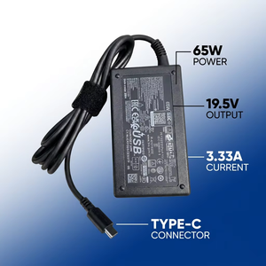 Adaptateur secteur pour ordinateur portable avec connecteur Type-C 65W 19.5V 3.33A, chargeur de remplacement pour ordinateur portable, adaptateur secteur de rechange pour usage quotidien avec certification CE - Product Image 1