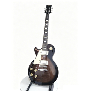 Guitare électrique de style Lefty <span class=keywords><strong>Les</strong></span> <span class=keywords><strong>Paul</strong></span>, corps en acajou, dessus en placage flammé, manche avec incrustations en blocs, noir brillant - Product Image 5