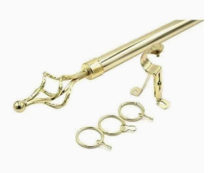 Asta Telescopica Regolabile per Tende Stile Romano, Palo Estensibile in Metallo per Drappeggi con Finali Decorativi, Staffe e Anelli per Finestre - Product Image 4