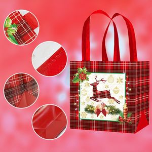 12 paquets <span class=keywords><strong>de</strong></span> noël vieil homme wapiti <span class=keywords><strong>voiture</strong></span> Plaid fête bas côté Non-tissé sac <span class=keywords><strong>à</strong></span> main fête <span class=keywords><strong>de</strong></span> Noël décorer des sacs Non tissés pour Noël - Product Image 3