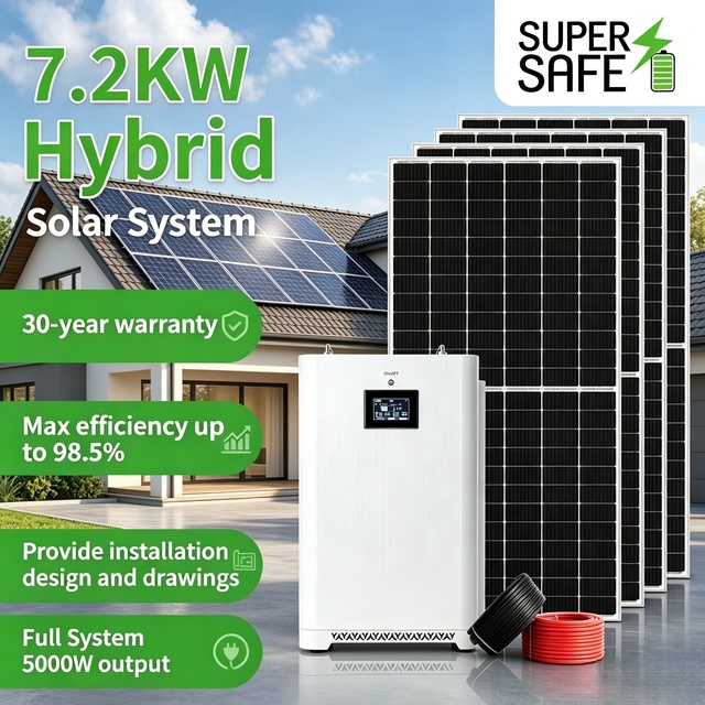 Net Metering Ready 7.2KW Hybrid Solar Power 7200W Energy Storage 48V LiFePO4 Battery Package Manufacturer Wholesale SUPSRSAFE