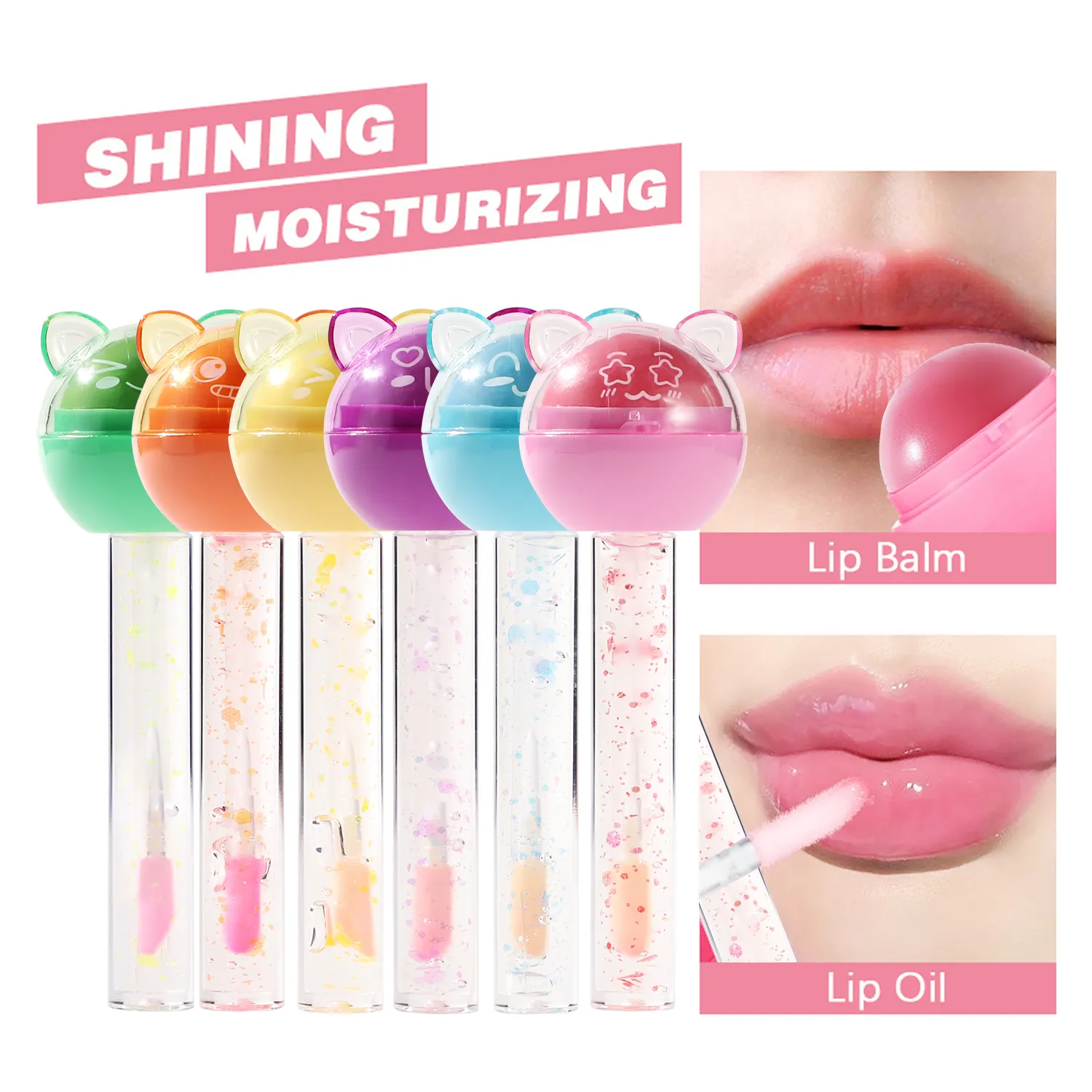 2 In 1 Dual Use Obst Kinder Lutscher Lippen balsam Make-up Kosmetik Farbwechsel Feuchtigkeit spendender Lippenstift Lippen öl Lip gloss