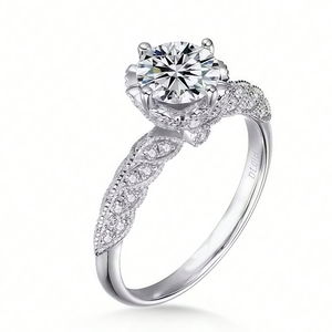 Anello Grande Elegante da <span class=keywords><strong>Donna</strong></span> Aivenchy, Gioiello in <span class=keywords><strong>Argento</strong></span> Sterling S925 Placcato Rodio con Diamante Sintetico e Moissanite Rotonda - Product Image 6