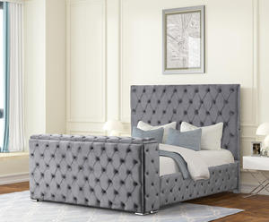 Modern Luxury <b>Convertible</b> Tufted and Upholstered Queen 5PC Bedroom Set Made with Wood in Gray - Product Image 2
