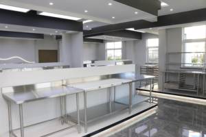 ม้านั่งสแตนเลสสำหรับห้องครัวเชิงพาณิชย์พร้อมลิ้นชักอุปกรณ์ร้านอาหารสถานีเตรียมอาหารพร้อมล้อ - Product Image 6